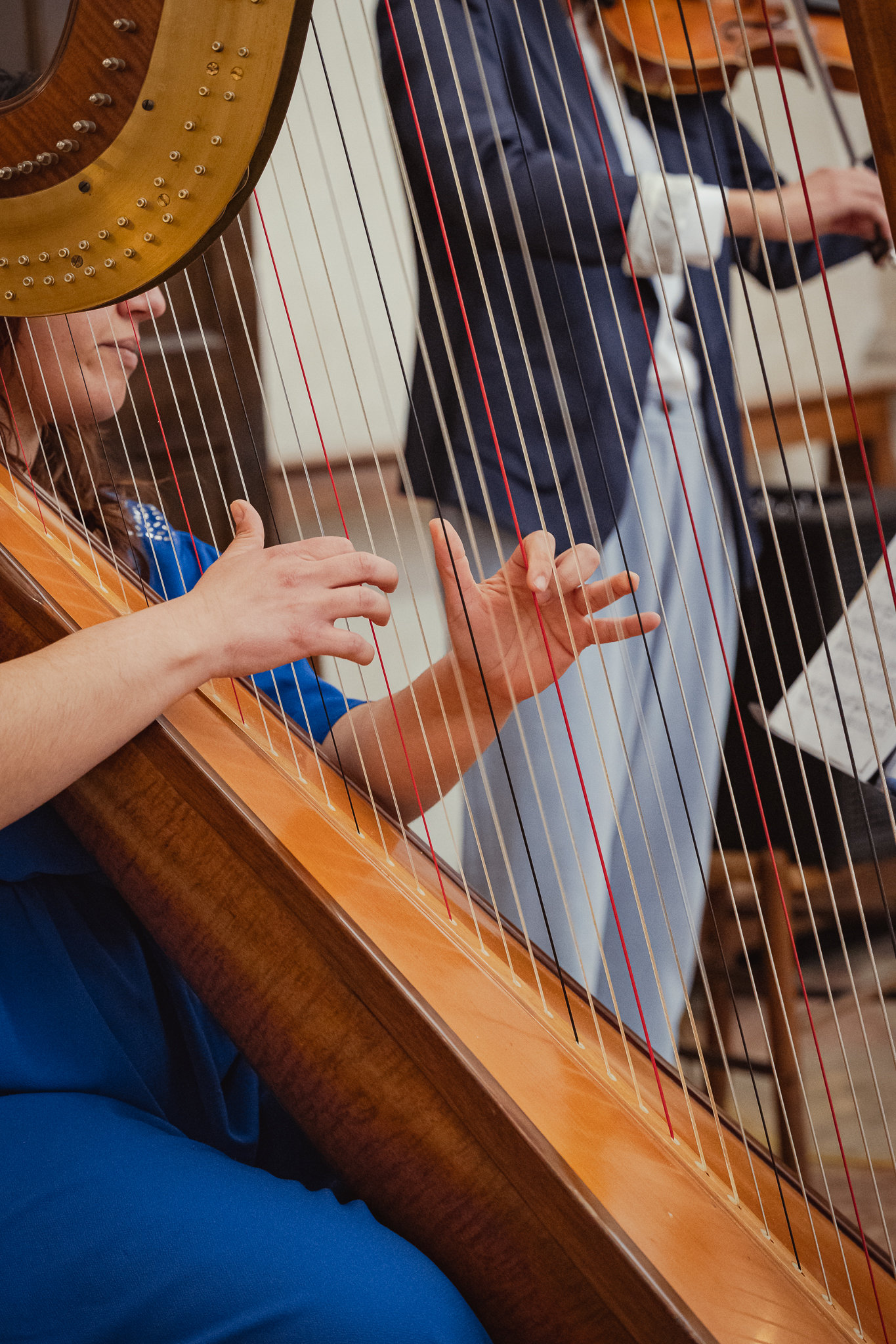 L'arpista accompagna la cerimonia con la sua musica